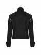 Front Chest Weave Strap Metal Retro Button Decoration Shoulder Lace-Up Long Sleeve Black Punk Coat
