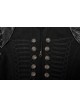 Front Chest Weave Strap Metal Retro Button Decoration Shoulder Lace-Up Long Sleeve Black Punk Coat