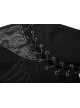 Front Chest Weave Strap Metal Retro Button Decoration Shoulder Lace-Up Long Sleeve Black Punk Coat