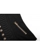 Front Chest Weave Strap Metal Retro Button Decoration Shoulder Lace-Up Long Sleeve Black Punk Coat