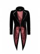 Black Gothic Woven Strap Metal Retro Button Decoration Swallowtail Hem Coat
