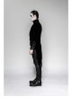 Black Gothic Woven Strap Metal Retro Button Decoration Swallowtail Hem Coat
