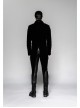 Black Gothic Woven Strap Metal Retro Button Decoration Swallowtail Hem Coat