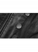Stand-Up Collar Front Chest Retro Button Metal Buckle Leather Strap Black Punk Denim Vest