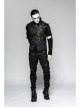 Stand-Up Collar Front Chest Retro Button Metal Buckle Leather Strap Black Punk Denim Vest