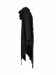 Metal Button Strap Decoration Long Sleeve Irregular Hem Black Punk Fleece Long Coat