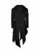 Metal Button Strap Decoration Long Sleeve Irregular Hem Black Punk Fleece Long Coat