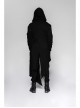Metal Button Strap Decoration Long Sleeve Irregular Hem Black Punk Fleece Long Coat