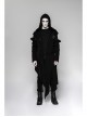Metal Button Strap Decoration Long Sleeve Irregular Hem Black Punk Fleece Long Coat