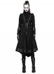 High Collar Front Metal Button Decoration Hasp Belt Big Wave Hem Black Punk Worsted Long Coat