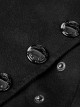 High Collar Front Metal Button Decoration Hasp Belt Big Wave Hem Black Punk Worsted Long Coat