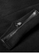 High Collar Front Metal Button Decoration Hasp Belt Big Wave Hem Black Punk Worsted Long Coat