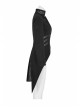 High Collar Front Metal Button Decoration Hasp Belt Big Wave Hem Black Punk Worsted Long Coat
