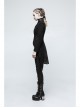 High Collar Front Metal Button Decoration Hasp Belt Big Wave Hem Black Punk Worsted Long Coat