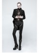 High Collar Front Metal Button Decoration Hasp Belt Big Wave Hem Black Punk Worsted Long Coat