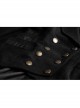 High Collar Front Metal Button Decoration Hasp Belt Big Wave Hem Black Punk Worsted Long Coat