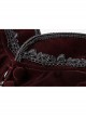 Stand-Up Collar Front Chest Decals Flare Sleeve Back Lace-Up Big Wave Hem Wine Red Gothic Velveteen Coat