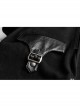 Stand-Up Collar Front Metal Button Decoration Long Sleeve Irregular Hem Black Punk Coat
