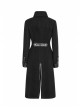 Stand-Up Collar Front Metal Button Decoration Long Sleeve Irregular Hem Black Punk Coat