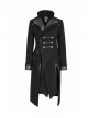Stand-Up Collar Front Metal Button Decoration Long Sleeve Irregular Hem Black Punk Coat