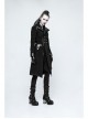 Stand-Up Collar Front Metal Button Decoration Long Sleeve Irregular Hem Black Punk Coat