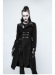 Stand-Up Collar Front Metal Button Decoration Long Sleeve Irregular Hem Black Punk Coat