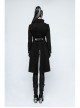 Stand-Up Collar Front Metal Button Decoration Long Sleeve Irregular Hem Black Punk Coat