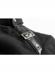 Stand-Up Collar Front Metal Button Decoration Long Sleeve Irregular Hem Black Punk Coat