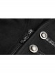 Stand-Up Collar Front Metal Button Decoration Long Sleeve Irregular Hem Black Punk Coat