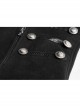 Stand-Up Collar Front Metal Button Decoration Long Sleeve Irregular Hem Black Punk Coat