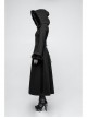 Fur Collar Front Retro Metal Button Ribbon  Decoration Back Lace-Up Black Gothic Long Coat