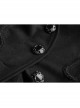 Fur Collar Front Retro Metal Button Ribbon  Decoration Back Lace-Up Black Gothic Long Coat
