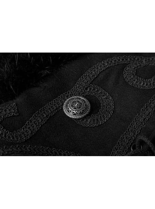 Front Metal Retro Button Decals Decoration Black Gothic Imitation Wool-Grass Cloak