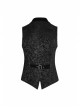 Front Retro Button Back Waist Hasp Black Gothic Jacquard Vest