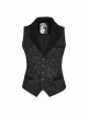 Front Retro Button Back Waist Hasp Black Gothic Jacquard Vest