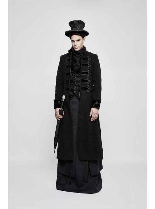 Front Retro Button Back Waist Hasp Black Gothic Jacquard Vest
