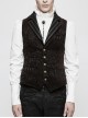 Front Retro Button Back Waist Hasp Brown Gothic Jacquard Vest