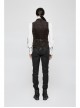 Front Retro Button Back Waist Hasp Brown Gothic Jacquard Vest