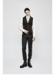 Front Retro Button Back Waist Hasp Brown Gothic Jacquard Vest