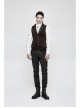 Front Retro Button Back Waist Hasp Brown Gothic Jacquard Vest