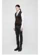 Front Retro Button Back Waist Hasp Brown Gothic Jacquard Vest