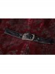 Front Woven Strap Retro Button Back Waist Leather Hasp Wine Red Gothic Velveteen Printing Vest
