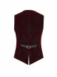 Front Woven Strap Retro Button Back Waist Leather Hasp Wine Red Gothic Velveteen Printing Vest
