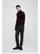 Front Woven Strap Retro Button Back Waist Leather Hasp Wine Red Gothic Velveteen Printing Vest