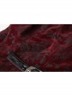 Front Woven Strap Retro Button Back Waist Leather Hasp Wine Red Gothic Velveteen Printing Vest