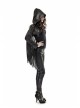 Leather Shoulder Metal Rivet Front Chest Chain Decoration Fringe Sleeve Black Punk Suede Hooded Coat