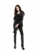 Leather Shoulder Metal Rivet Front Chest Chain Decoration Fringe Sleeve Black Punk Suede Hooded Coat
