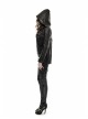 Leather Shoulder Metal Rivet Front Chest Chain Decoration Fringe Sleeve Black Punk Suede Hooded Coat