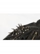Leather Shoulder Metal Rivet Front Chest Chain Decoration Fringe Sleeve Black Punk Suede Hooded Coat