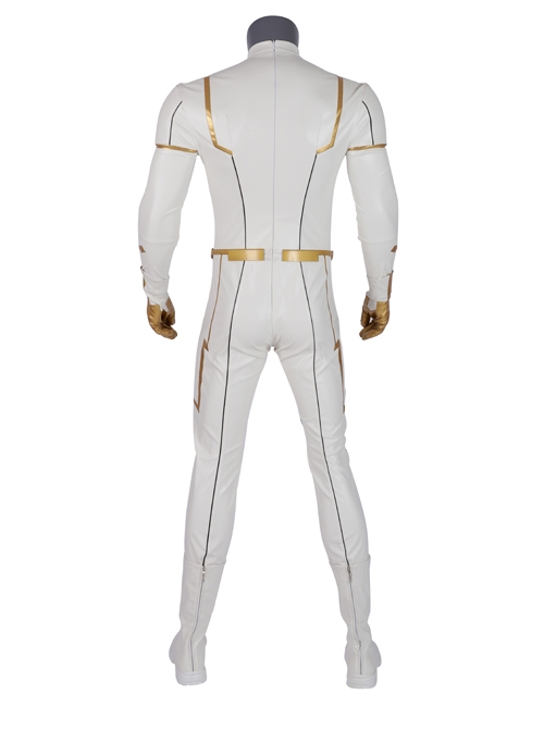 The Flash Season 5 Godspeed August Heart White Battle Suit Halloween Cosplay Costume Full Set